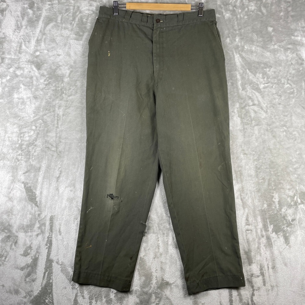 Vintage 60s Penney Big Mac Chino Pants Mens 34x29 Green Distressed SCOVILL